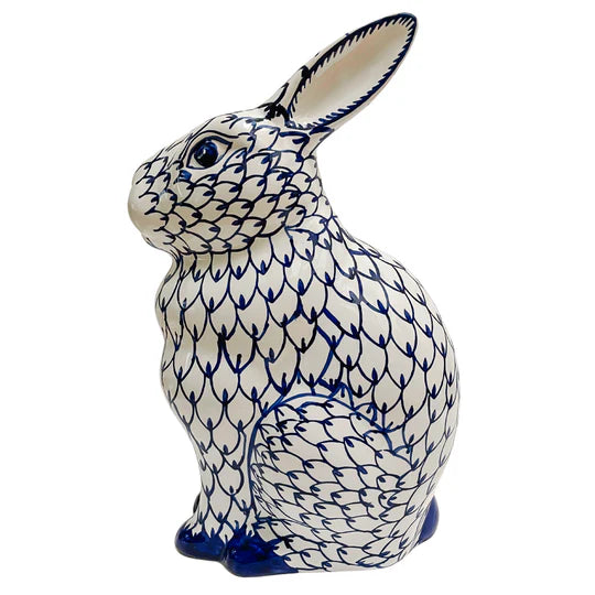 Large Blue and White Porcelain Bunny