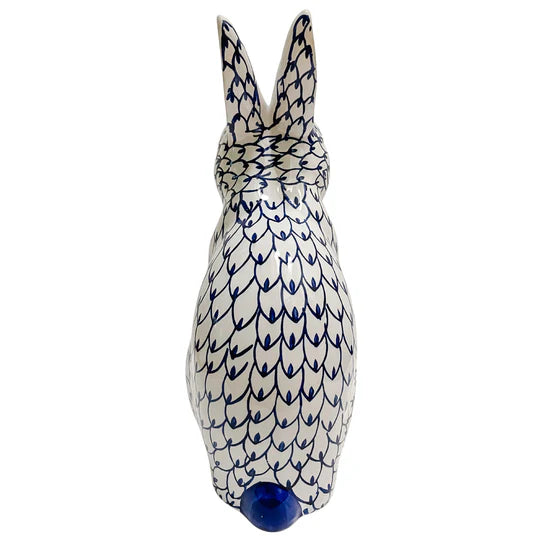 Large Blue and White Porcelain Bunny