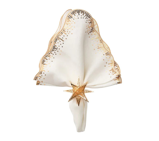 Sequin Spray Napkin in White & Gold