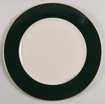 Color Charger Plate with Green Band and Gold Rim (White Body)