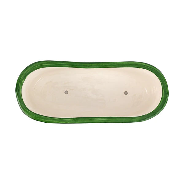 Rustic Garden Dark Green Scroll Oval Planter