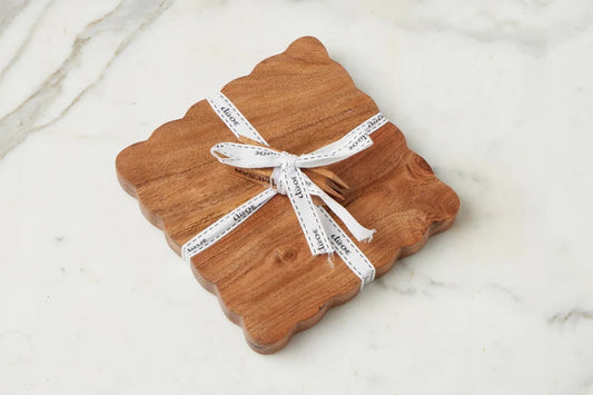 Square Scalloped Cheese Board with Cheese Markers