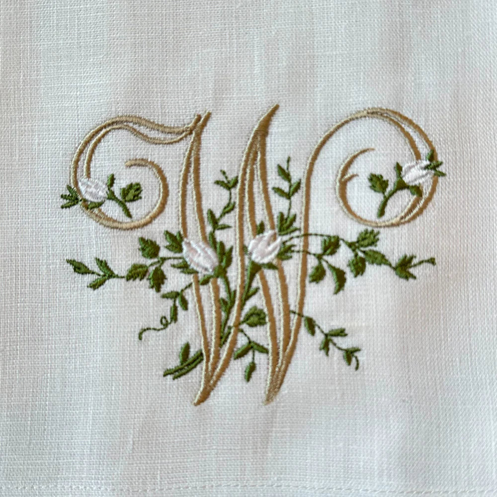 Floral Monogram Linen Towel