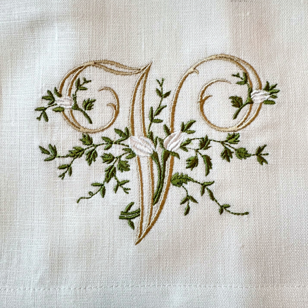 Floral Monogram Linen Towel