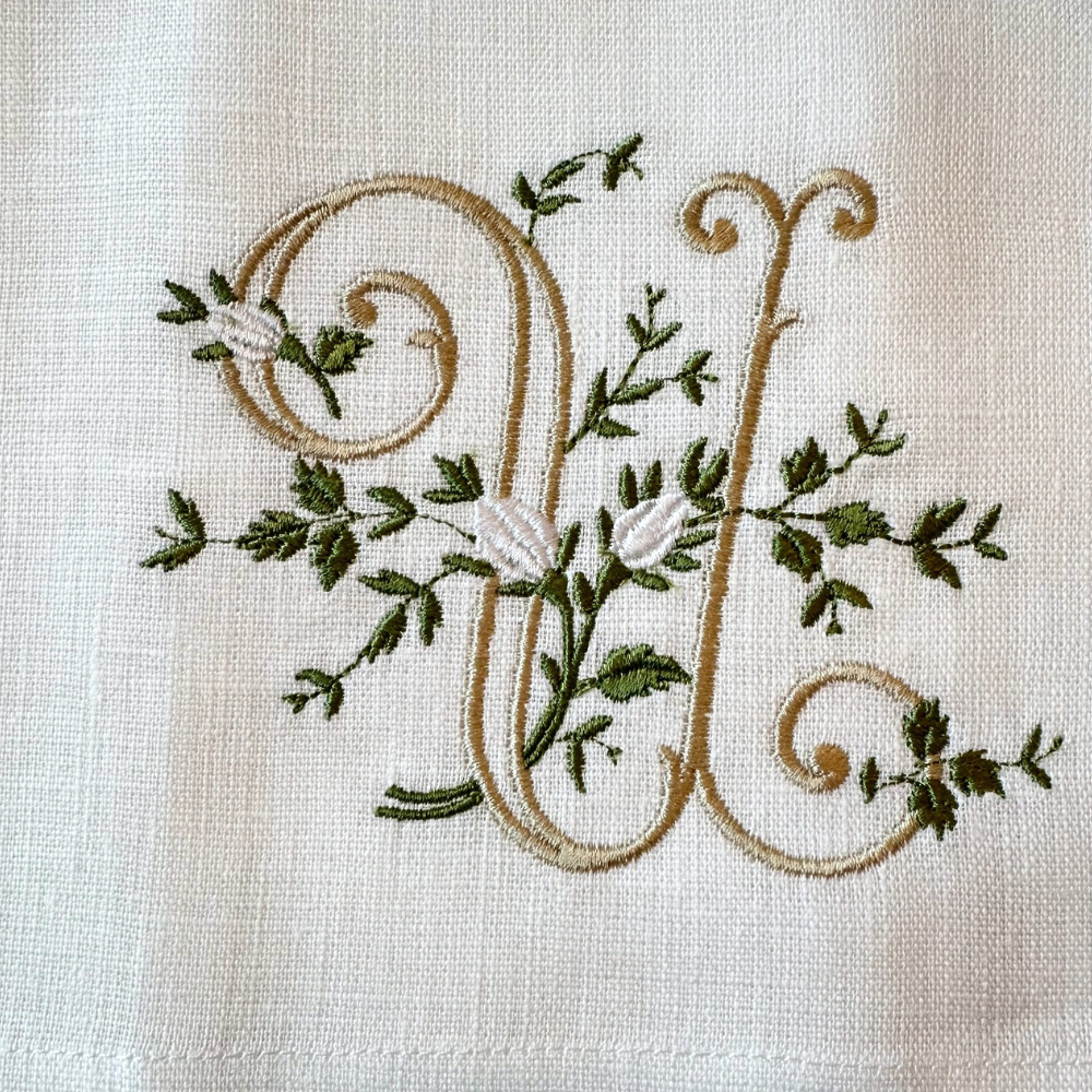 Floral Monogram Linen Towel