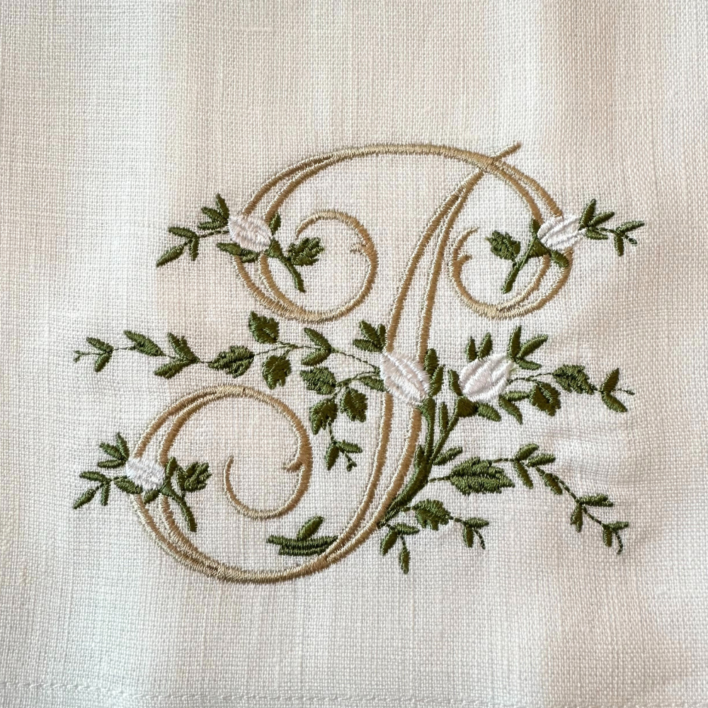 Floral Monogram Linen Towel