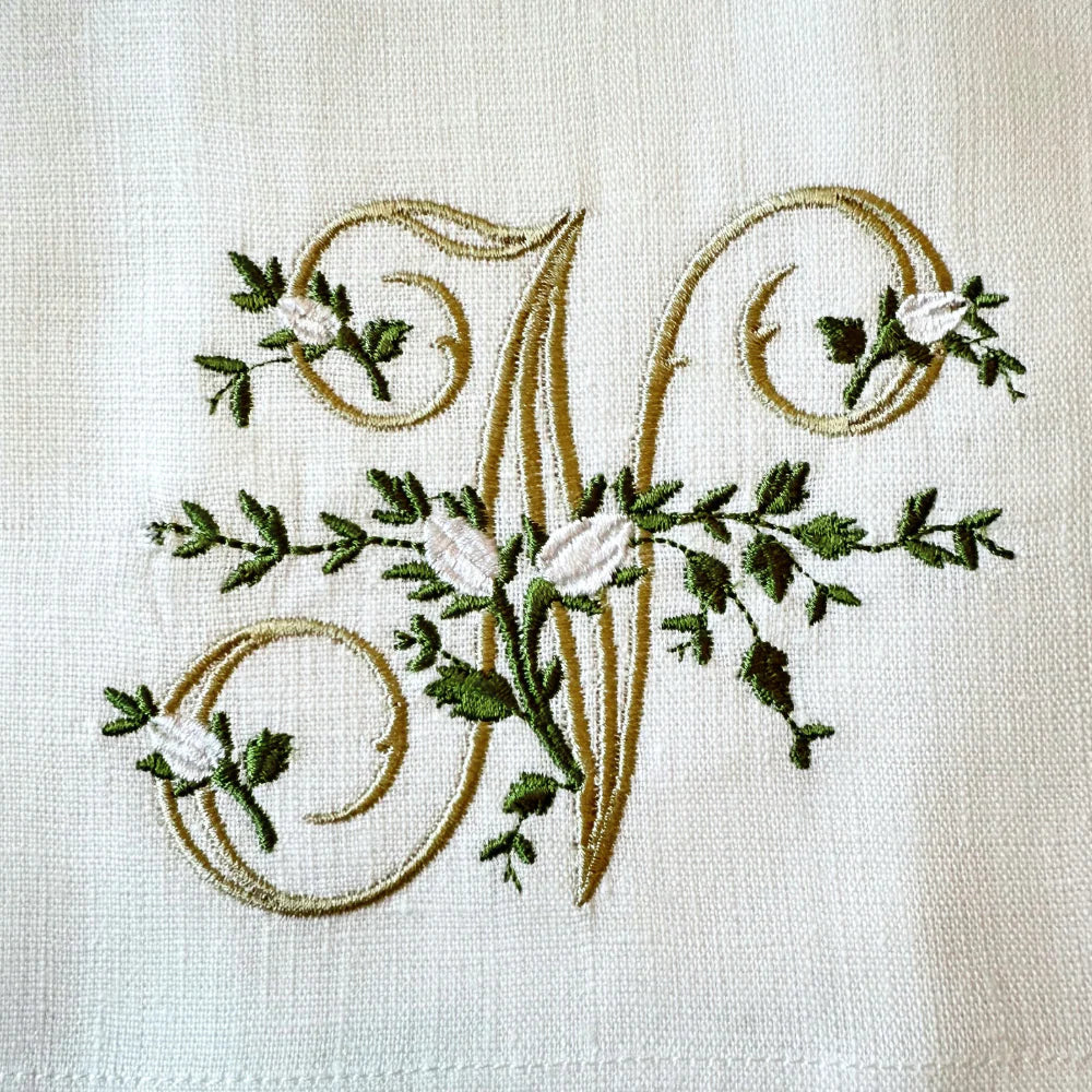 Floral Monogram Linen Towel