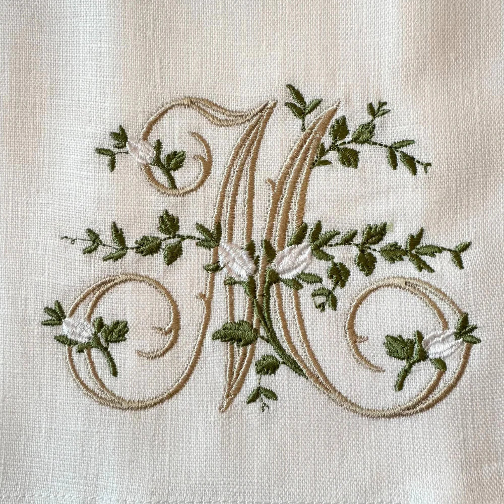Floral Monogram Linen Towel