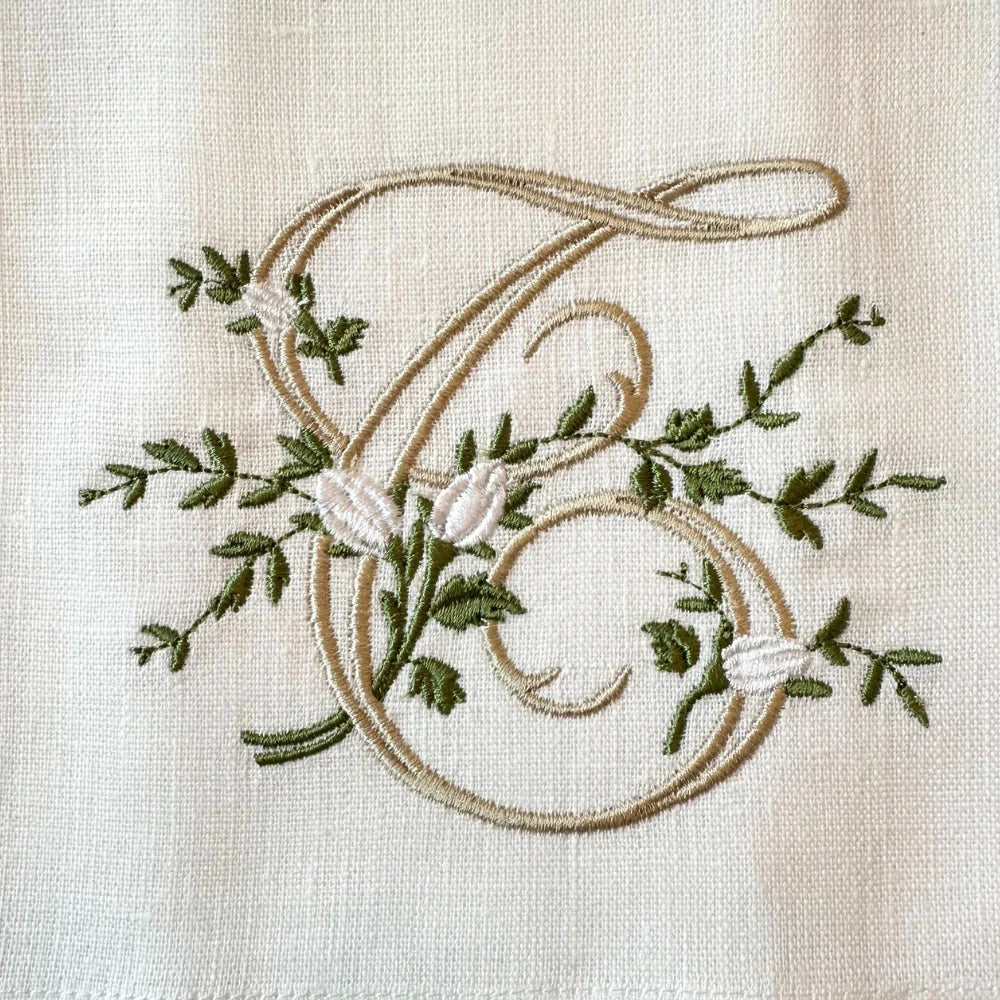 Floral Monogram Linen Towel
