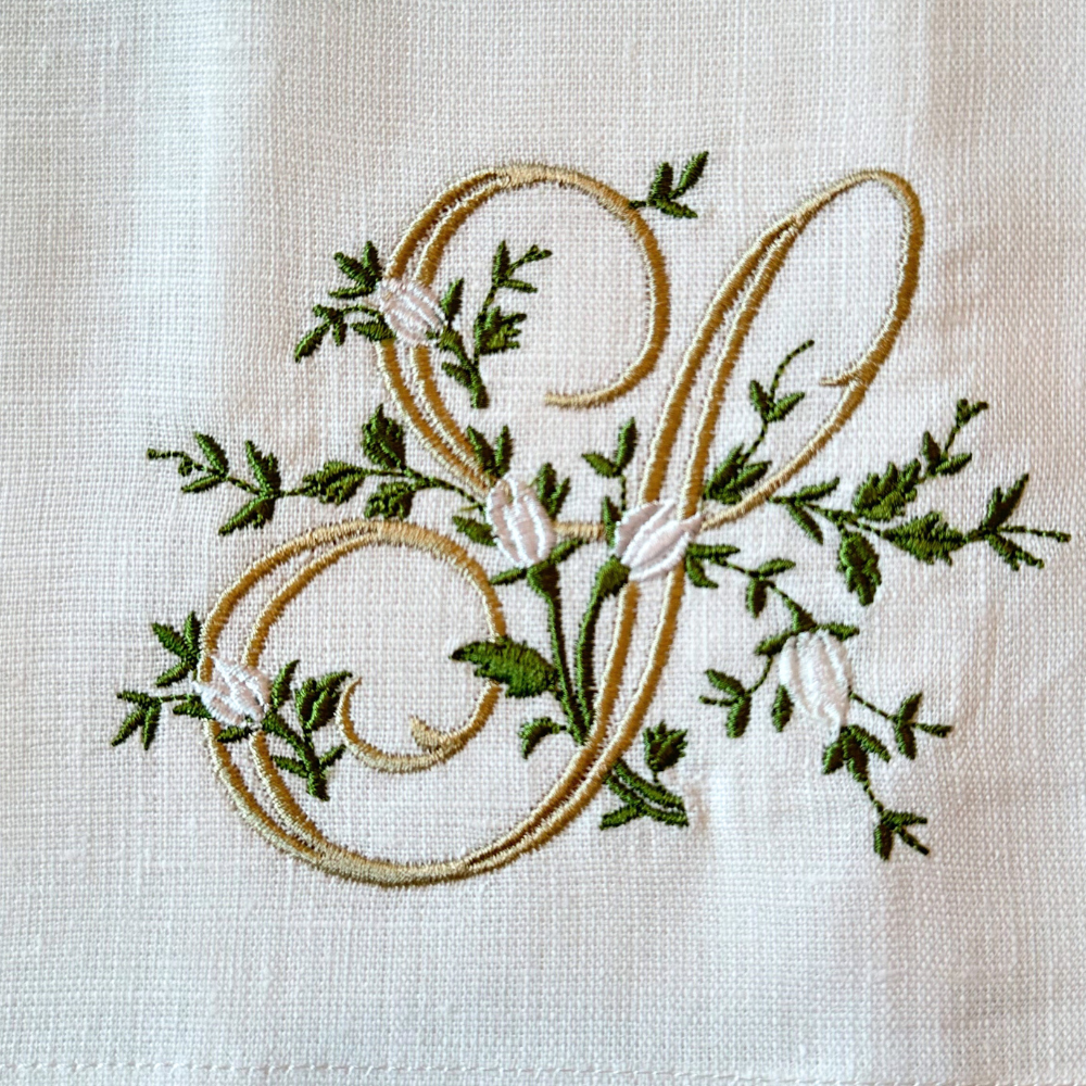 Floral Monogram Linen Towel