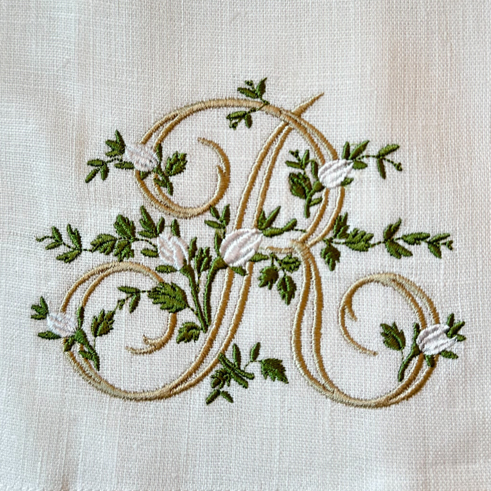 Floral Monogram Linen Towel