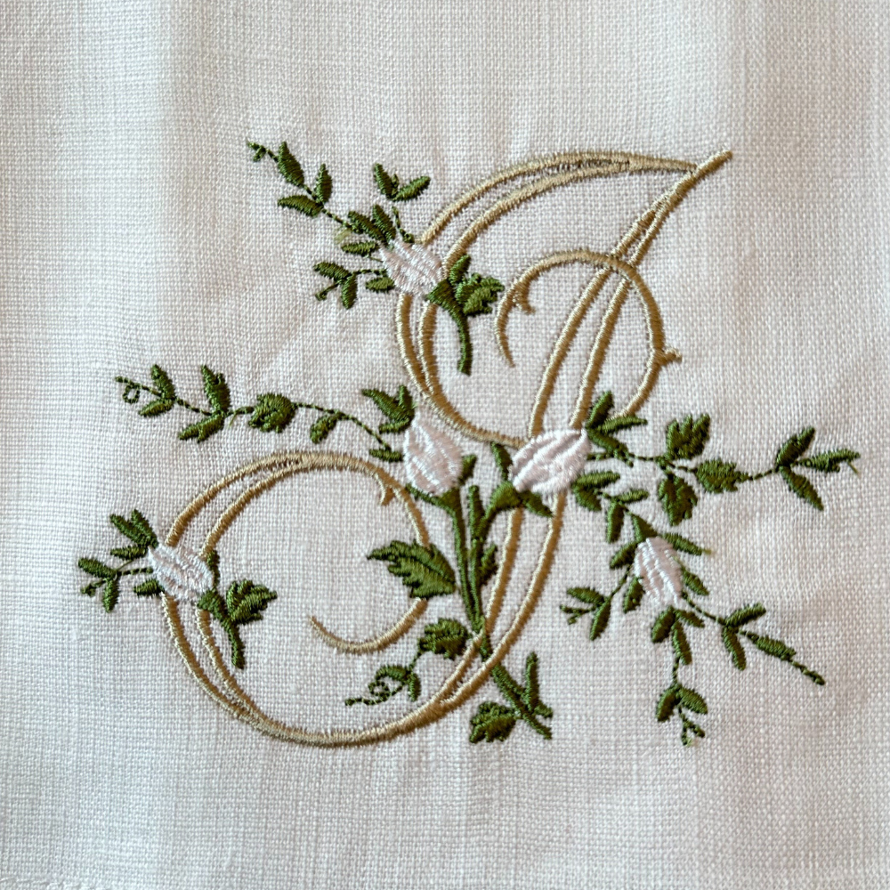 Floral Monogram Linen Towel