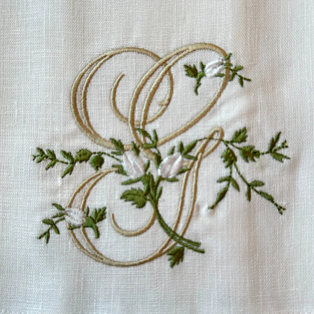 Floral Monogram Linen Towel