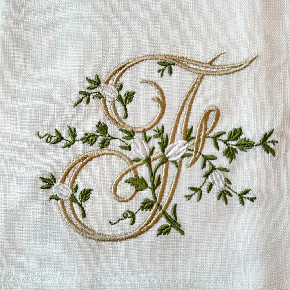 Floral Monogram Linen Towel