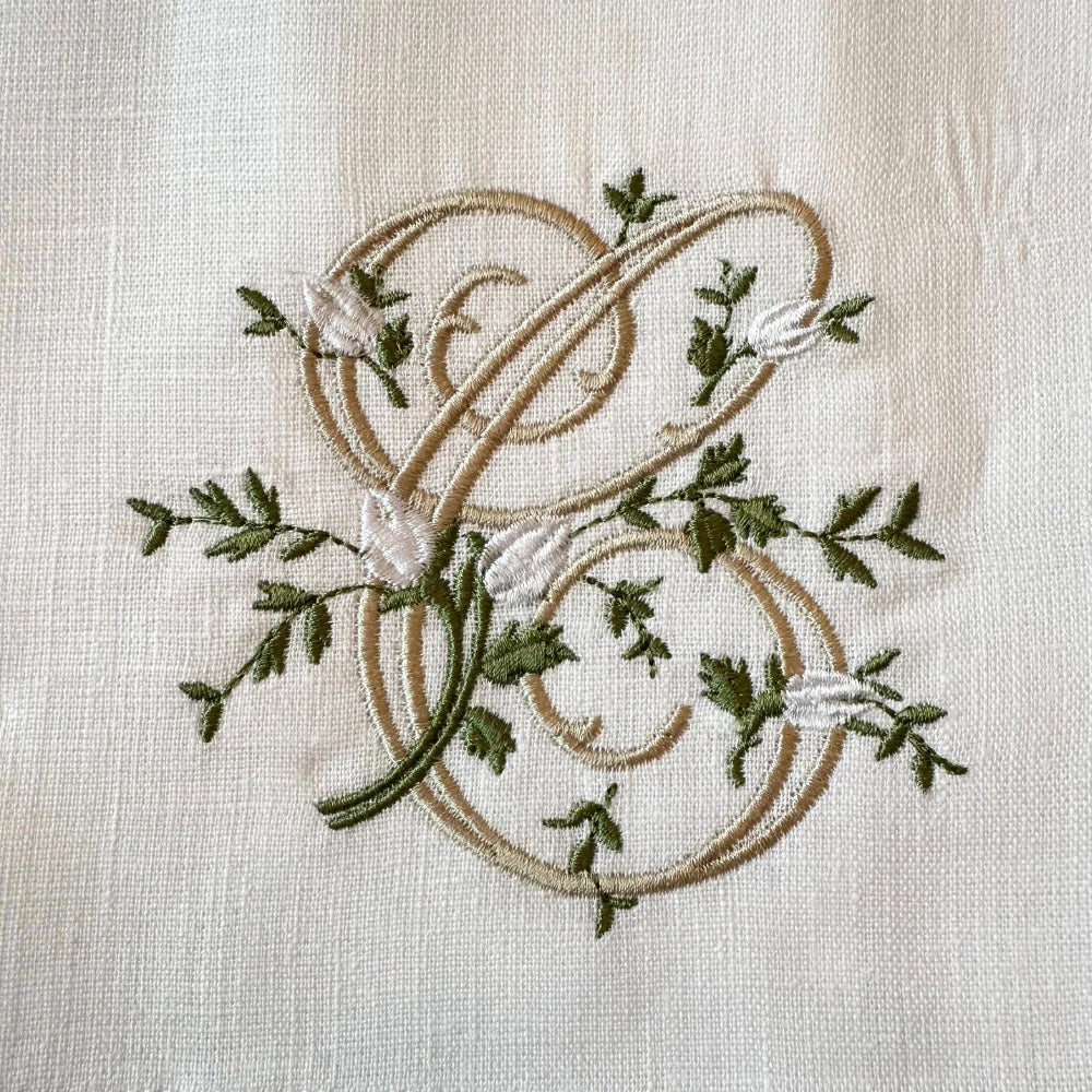 Floral Monogram Linen Towel
