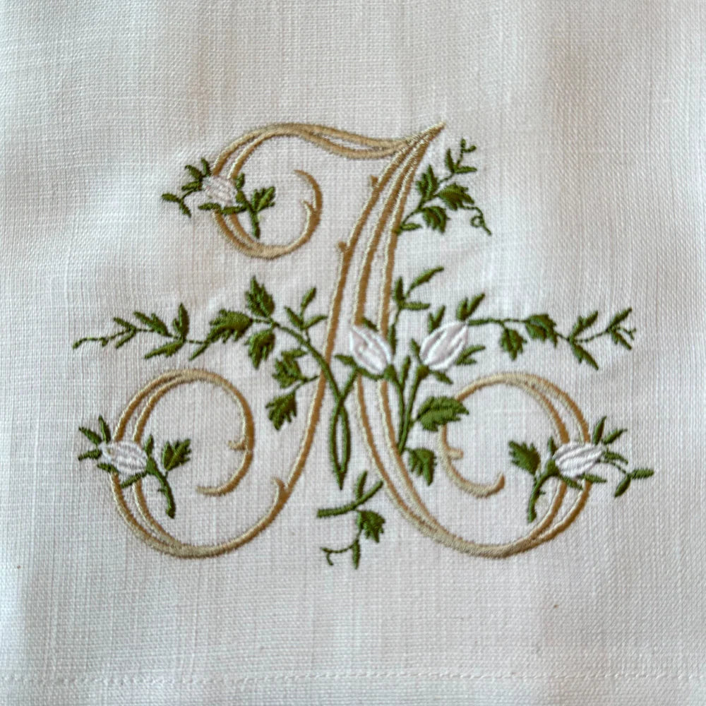 Floral Monogram Linen Towel
