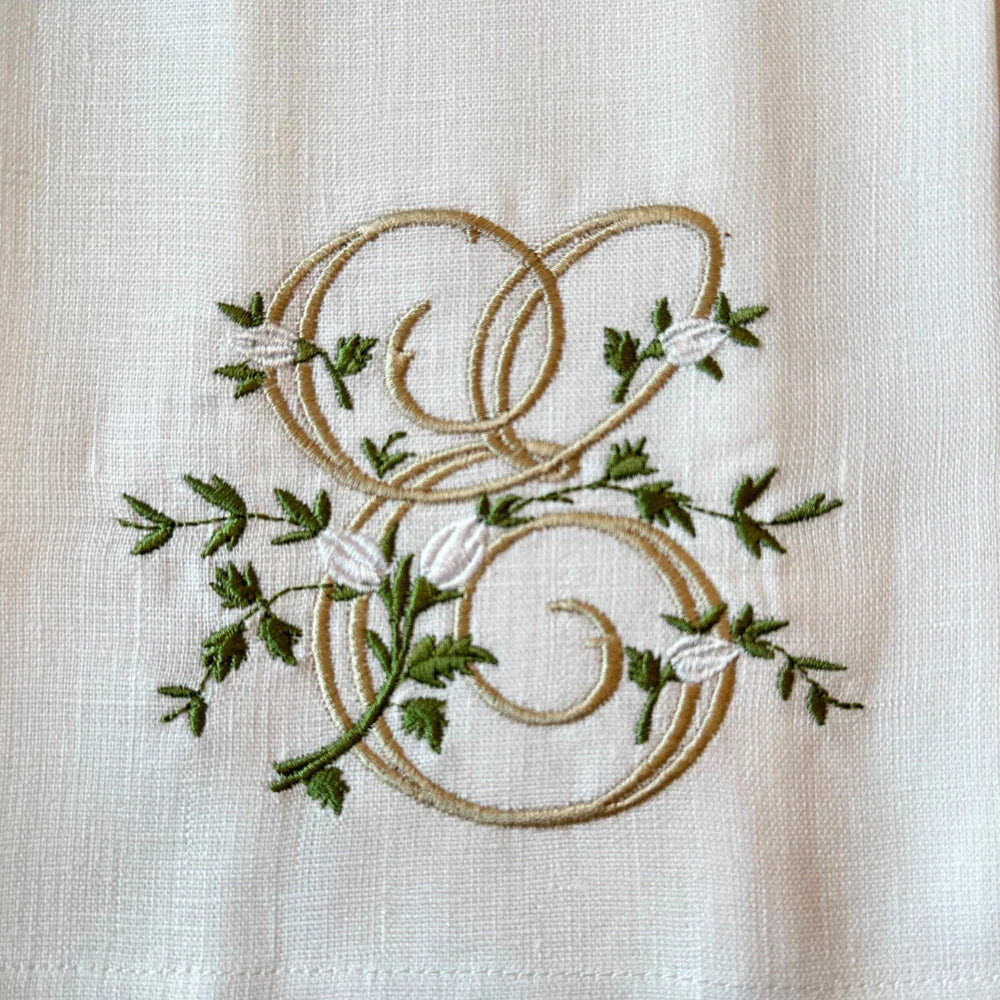 Floral Monogram Linen Towel