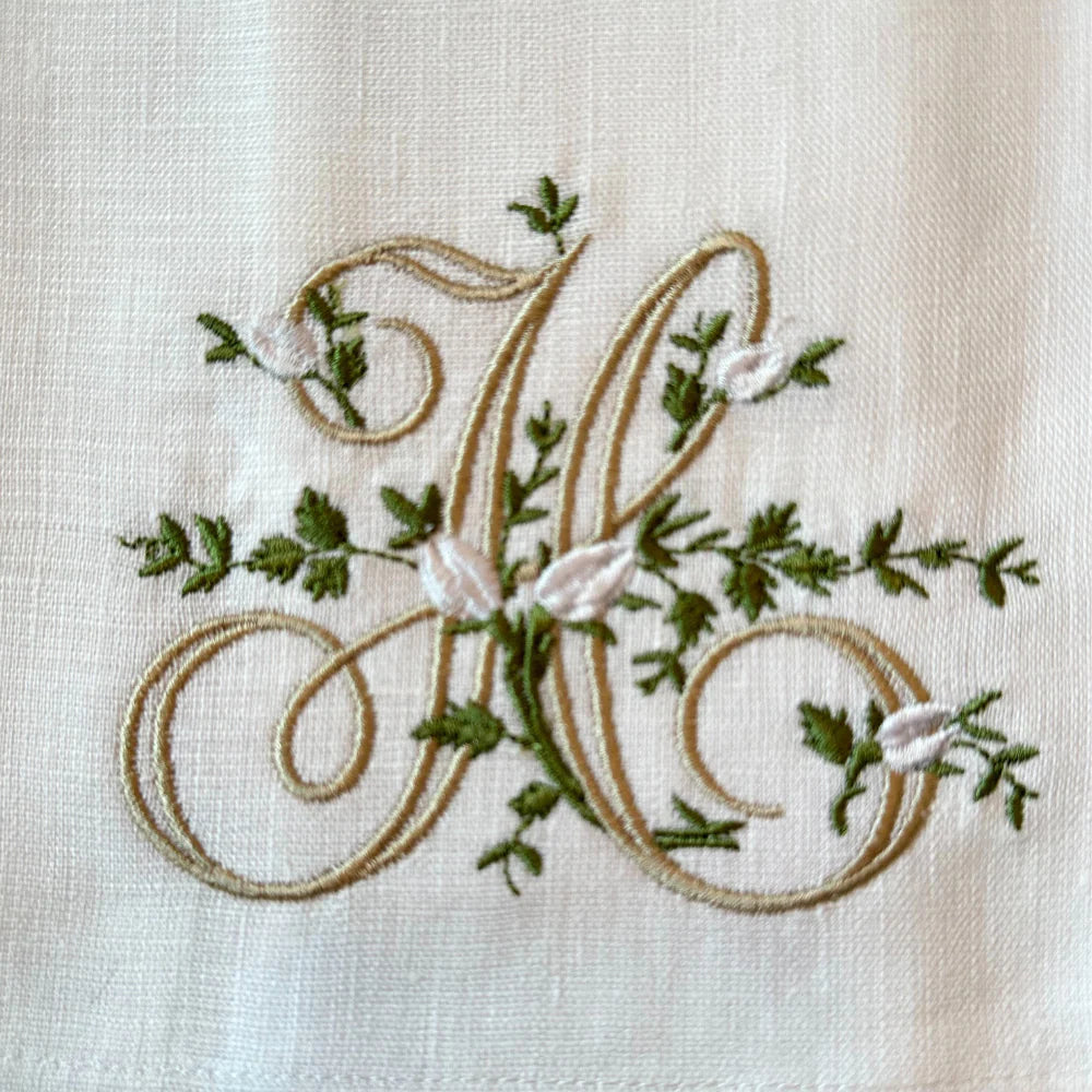 Floral Monogram Linen Towel