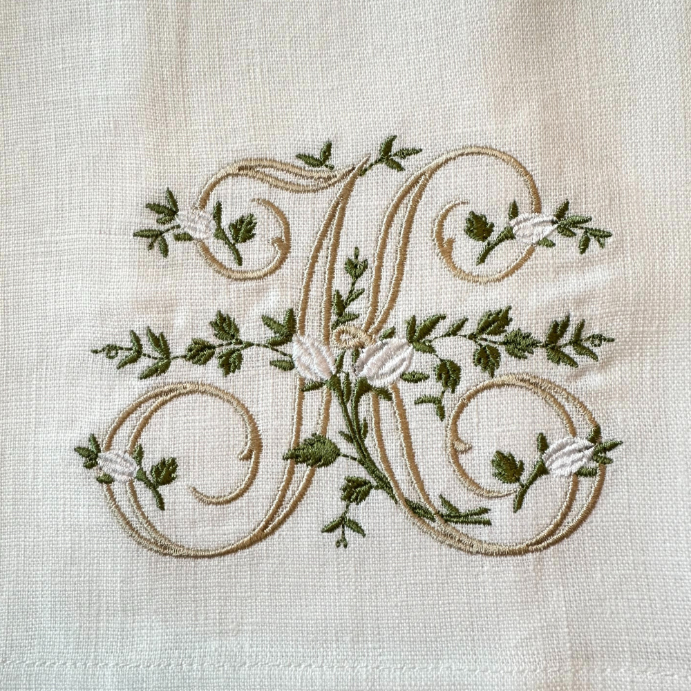 Floral Monogram Linen Towel