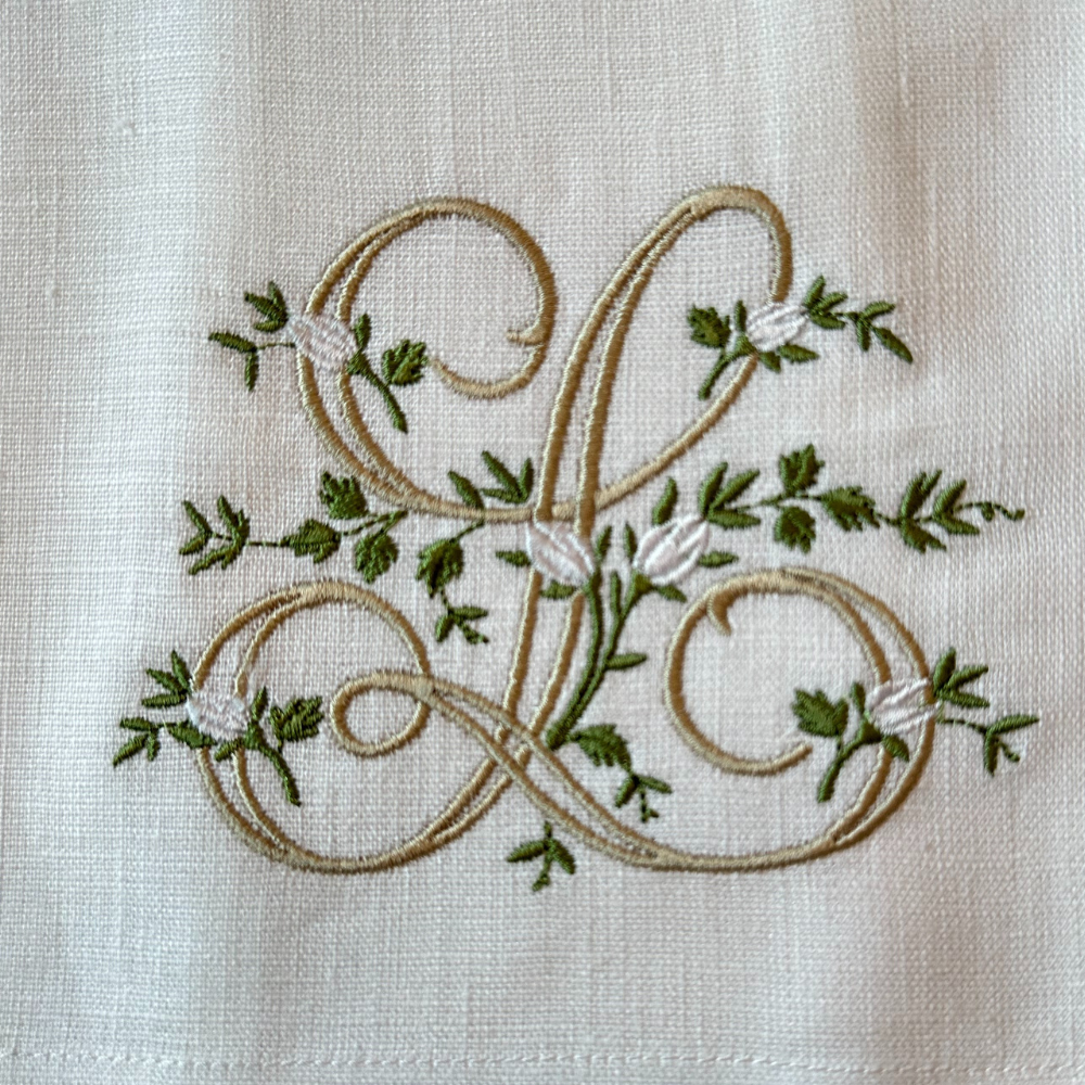 Floral Monogram Linen Towel