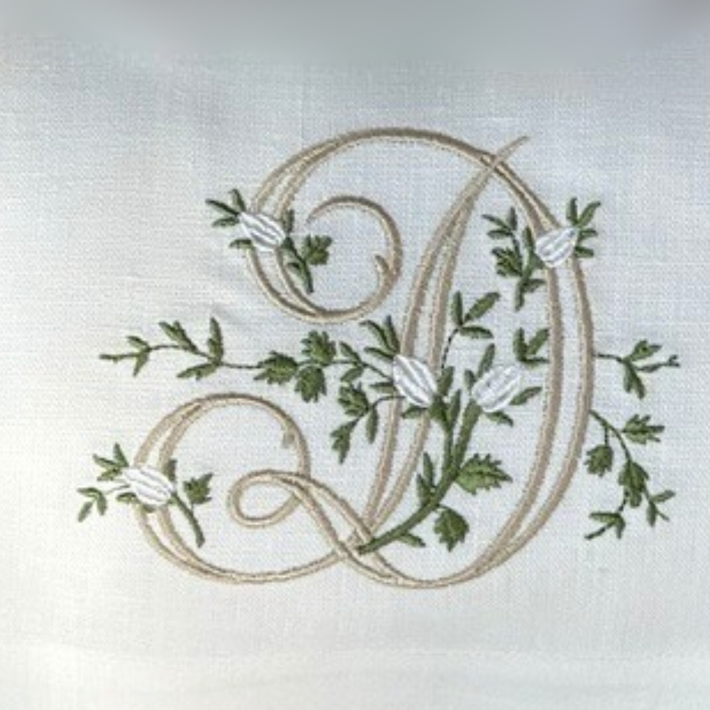 Floral Monogram Linen Towel