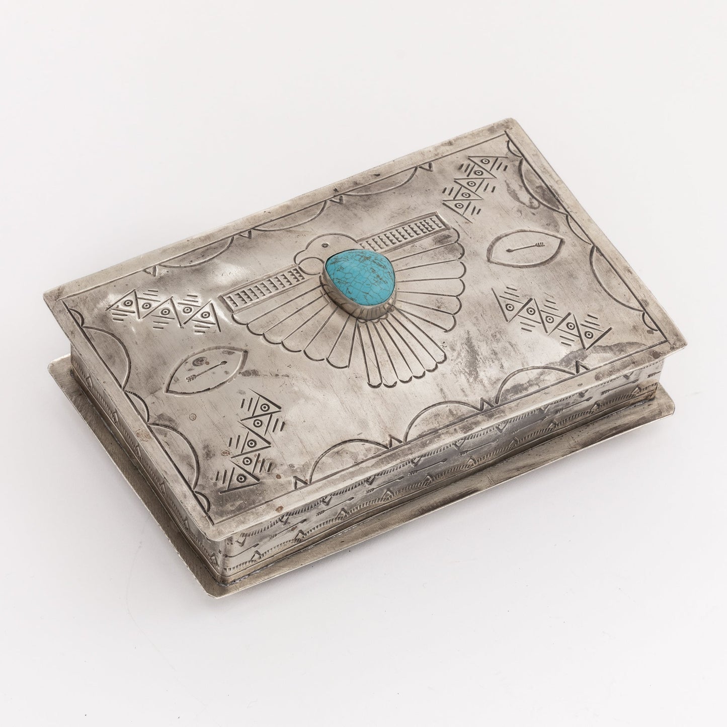 Stamped Thunderbird Box- Turquoise