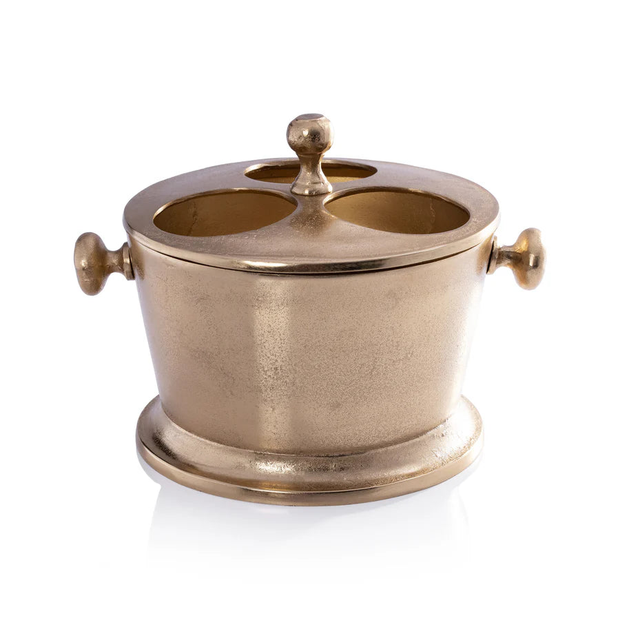 Raw Aluminum Three Bottle Wine Holder