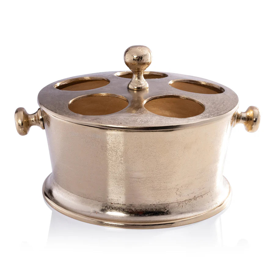 Raw Aluminum Five Bottle Wine Holder