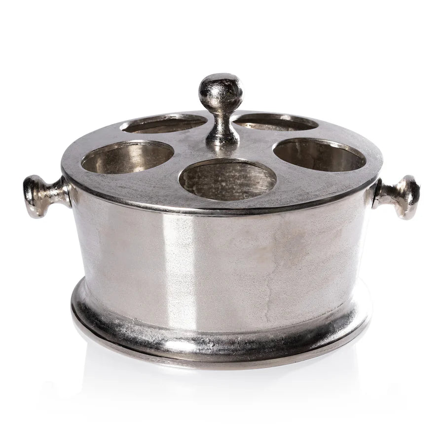 Raw Aluminum Five Bottle Wine Holder