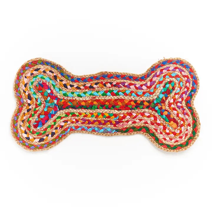 Chindi Rug Dog Bone Pet Food Mat