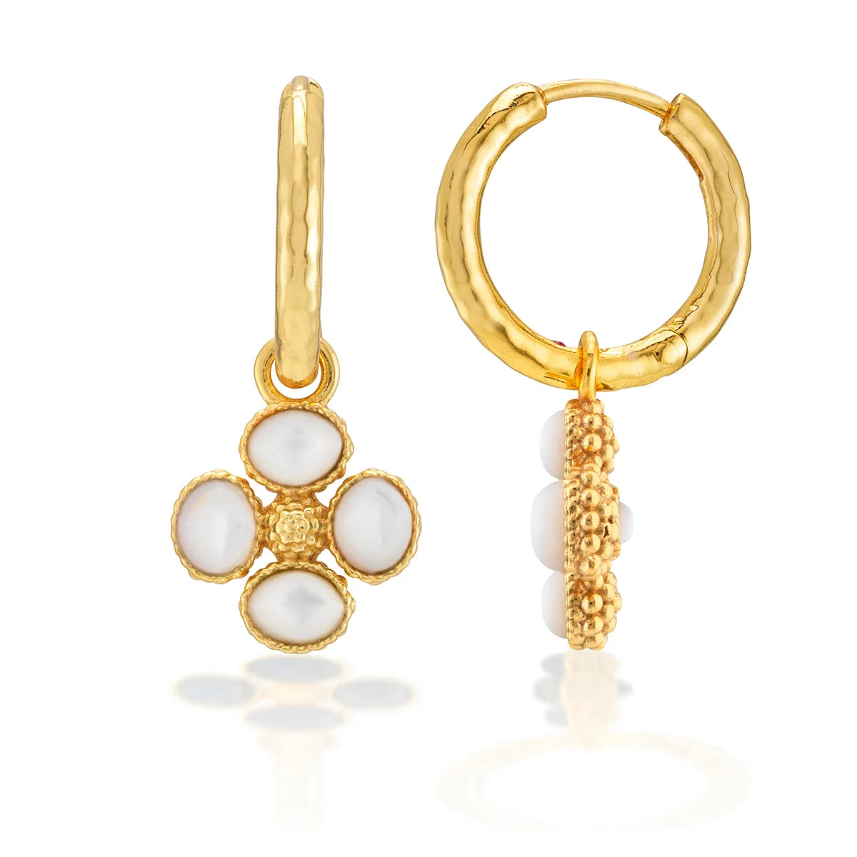 Berry Clover Hoop Earrings with Double Sided Charm