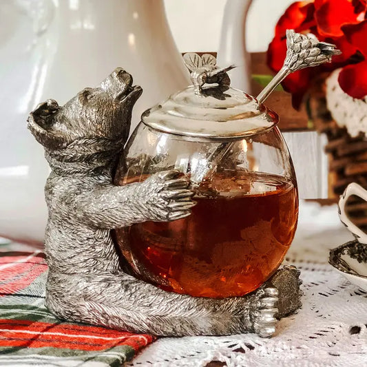 Pewter Bear Honey Pot