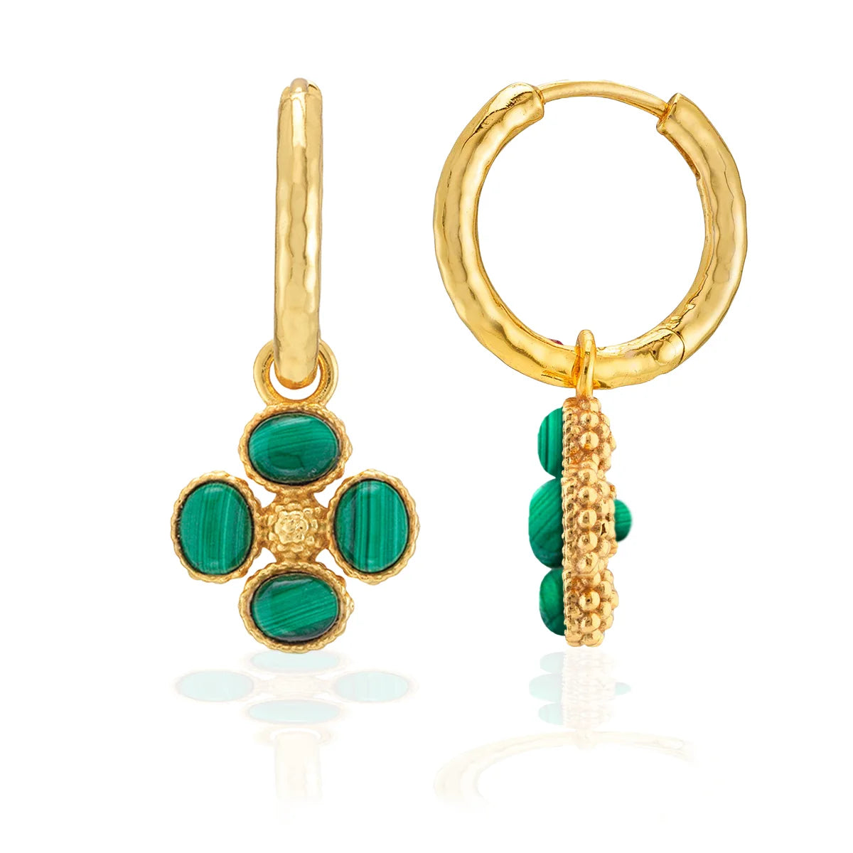 Berry Clover Hoop Earrings with Double Sided Charm