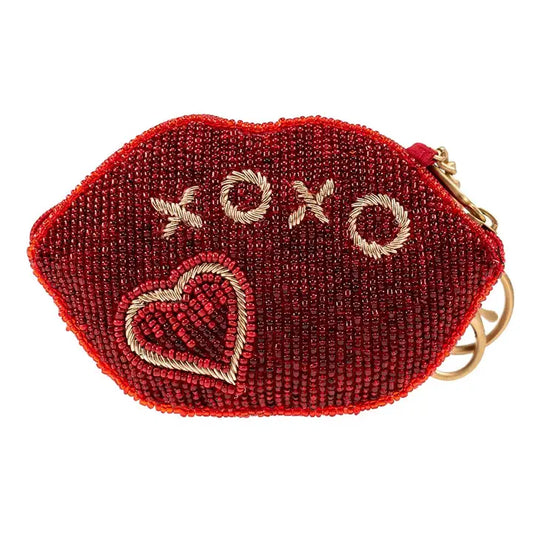 Xoxo Beaded Lips Coin Purse/Key Fob