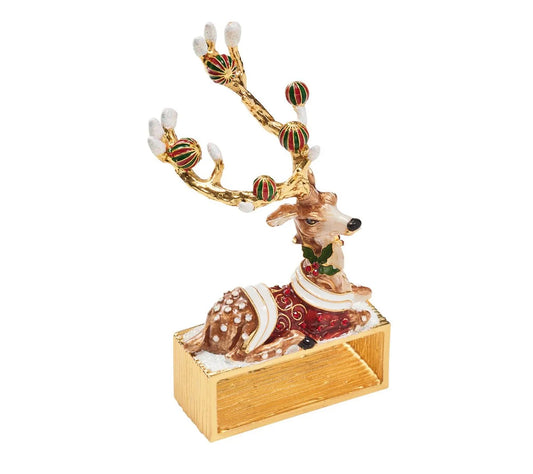 Blitzen Napkin Ring in Brown & Multi, Set of 4