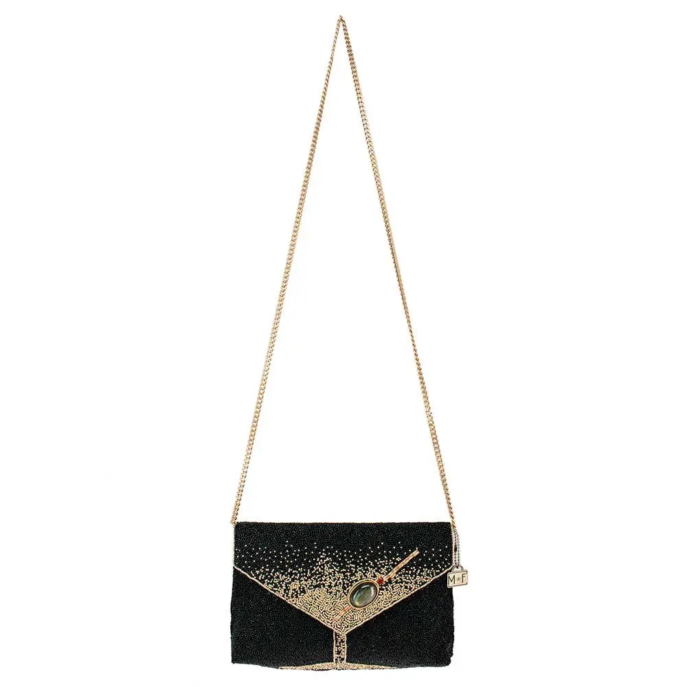Olive You Beaded Martini Glass Crossbody Clutch
