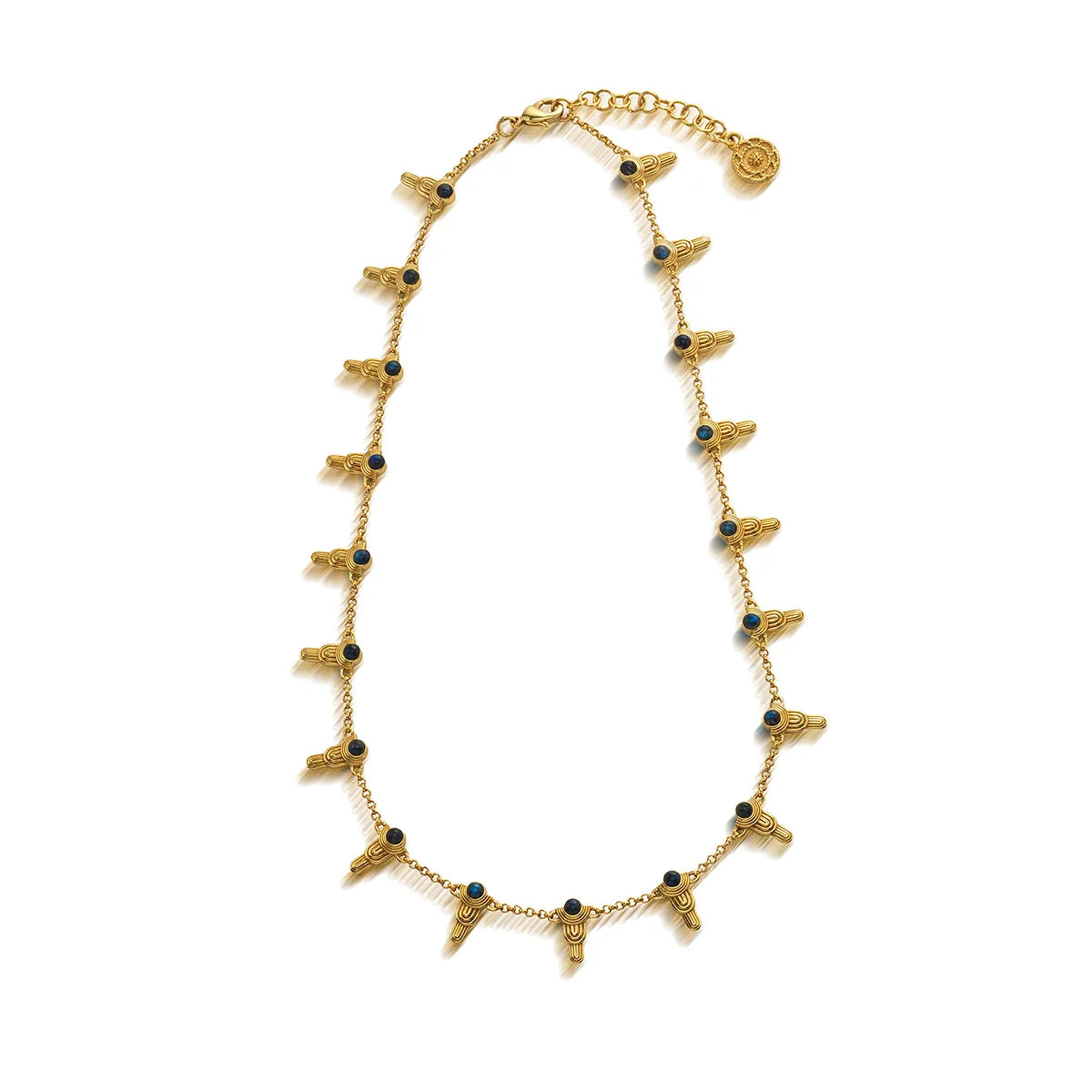 Cleopatra Ra Gem Necklace, 16"+2" - Blue Labradorite