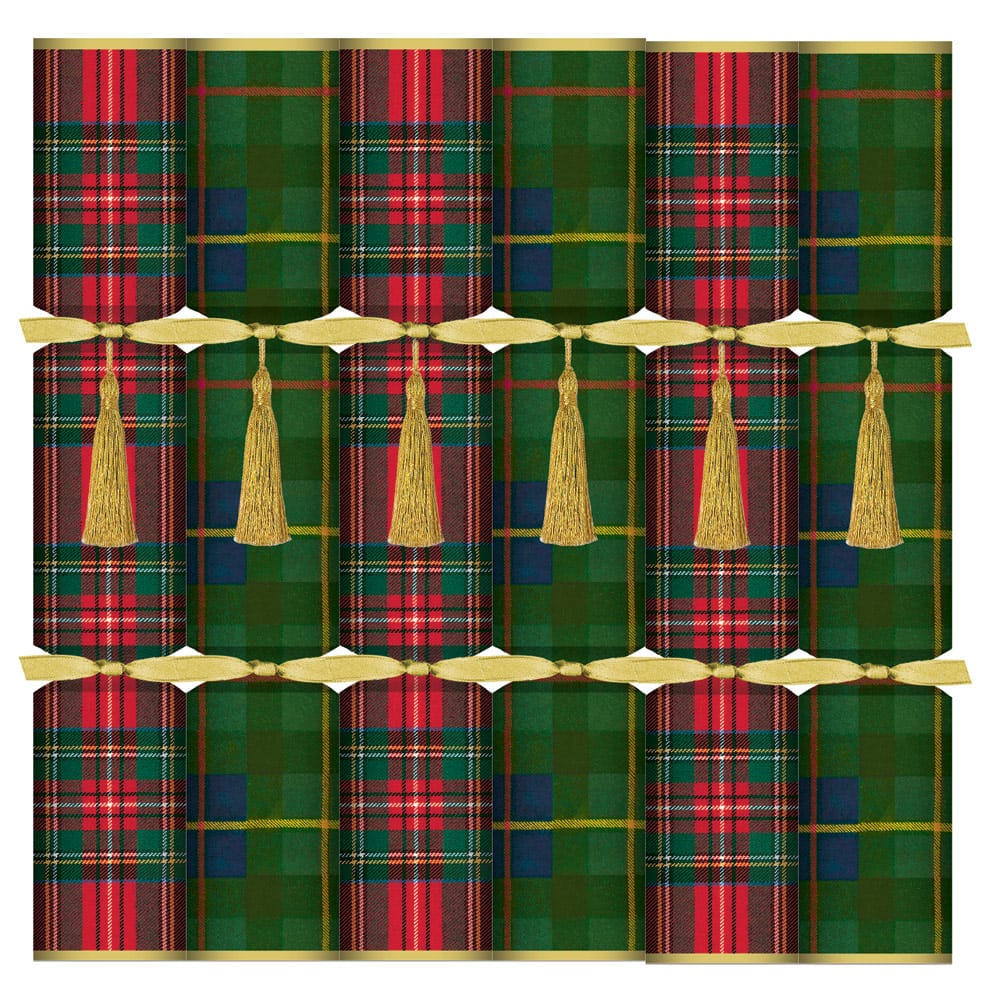 Tartan 12-inch Christmas Crackers- box of 6