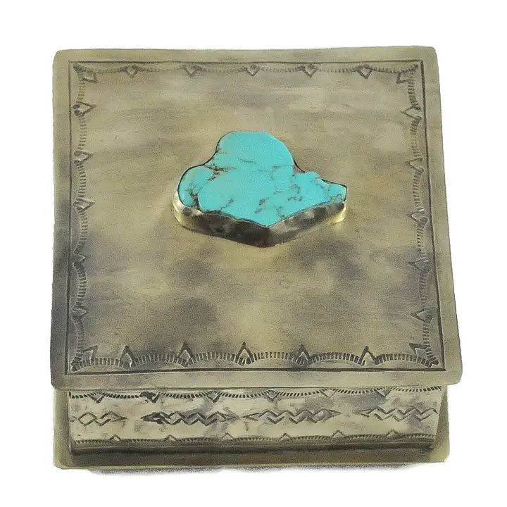 Square Box with Small Turquoise Slab