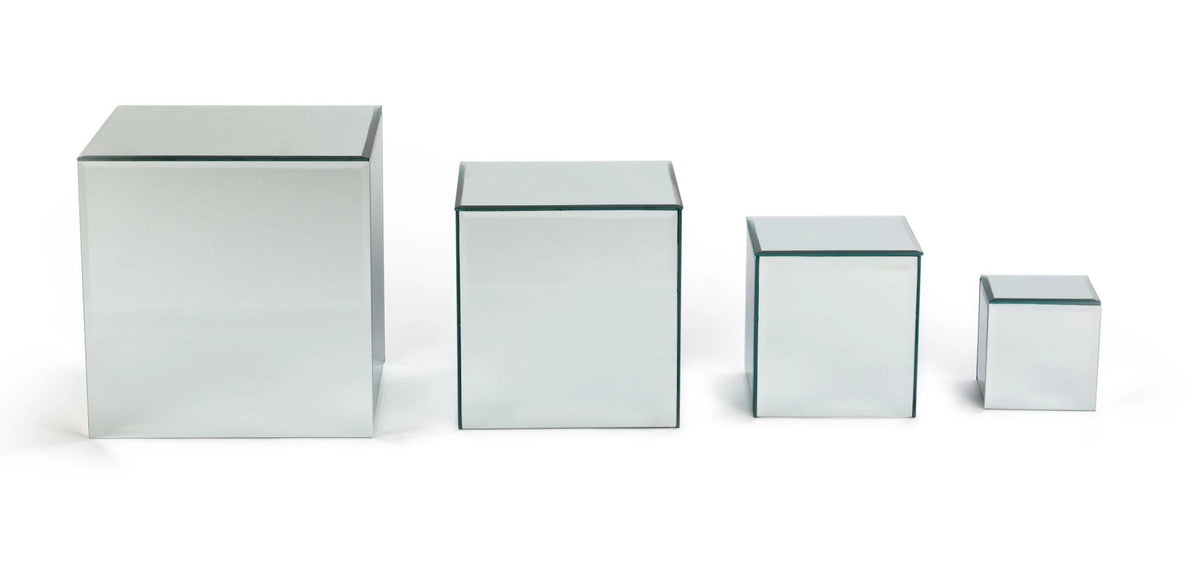 Square Glass Mirror Risers - Set of 4