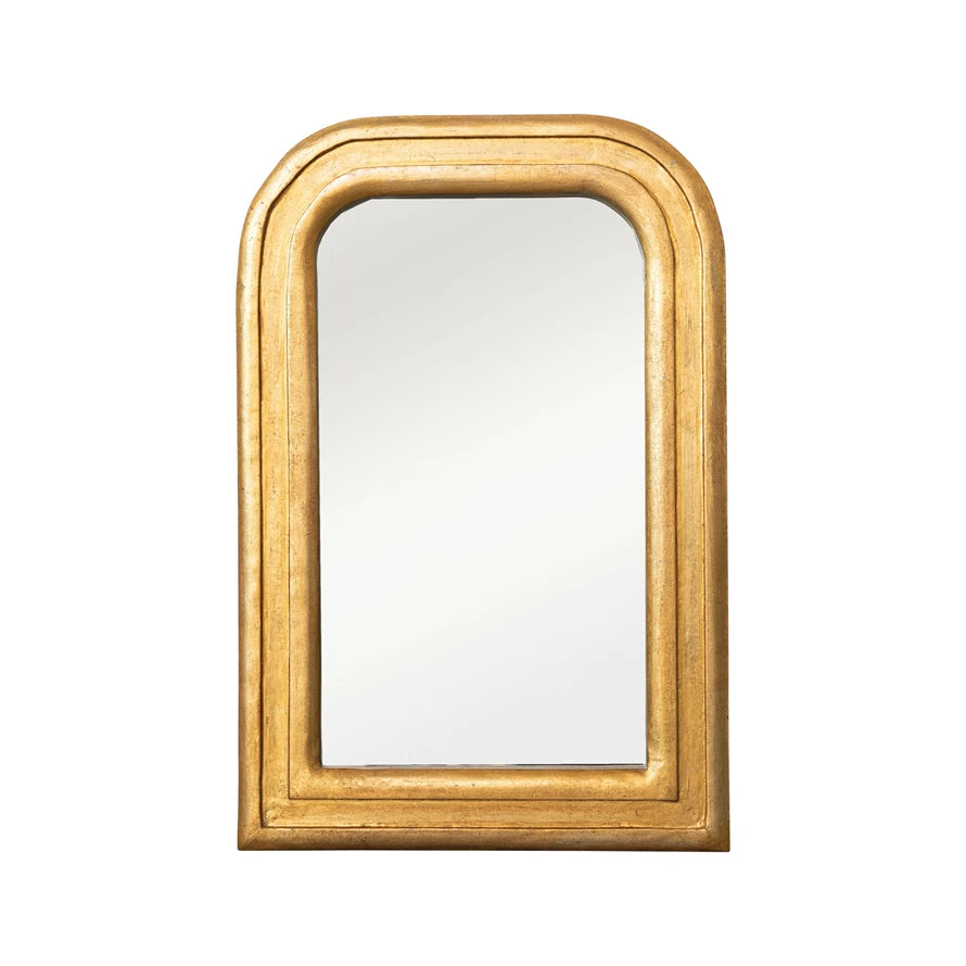Arched Wall Mirror, Antique Gold Finish