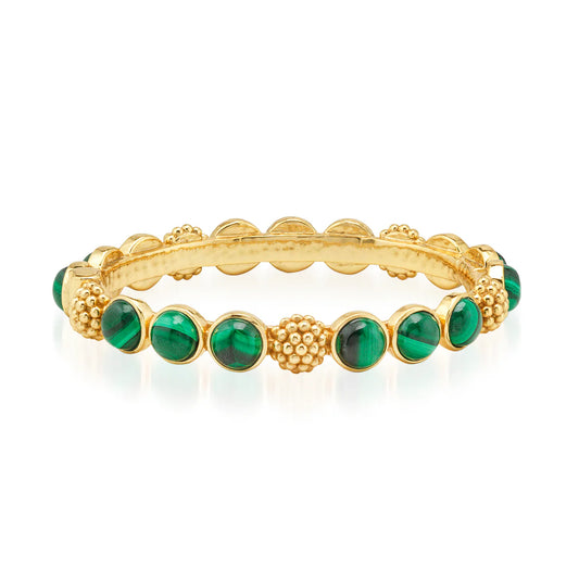 Berry Gem Hinged Bangle - Malachite