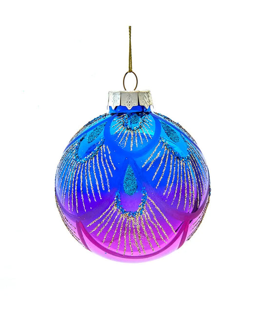 80MM Glass Purple & Blue Peacock Ball Ornaments