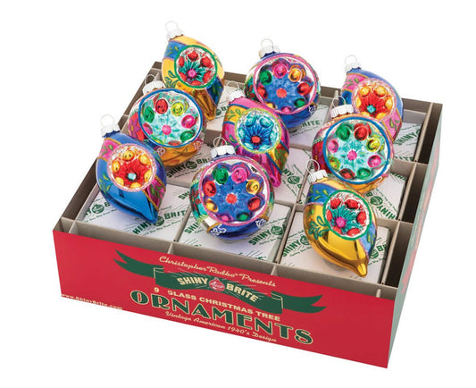 Christmas Confetti 9 Count 2.5" Decorated Rounds & Reflector Tulips