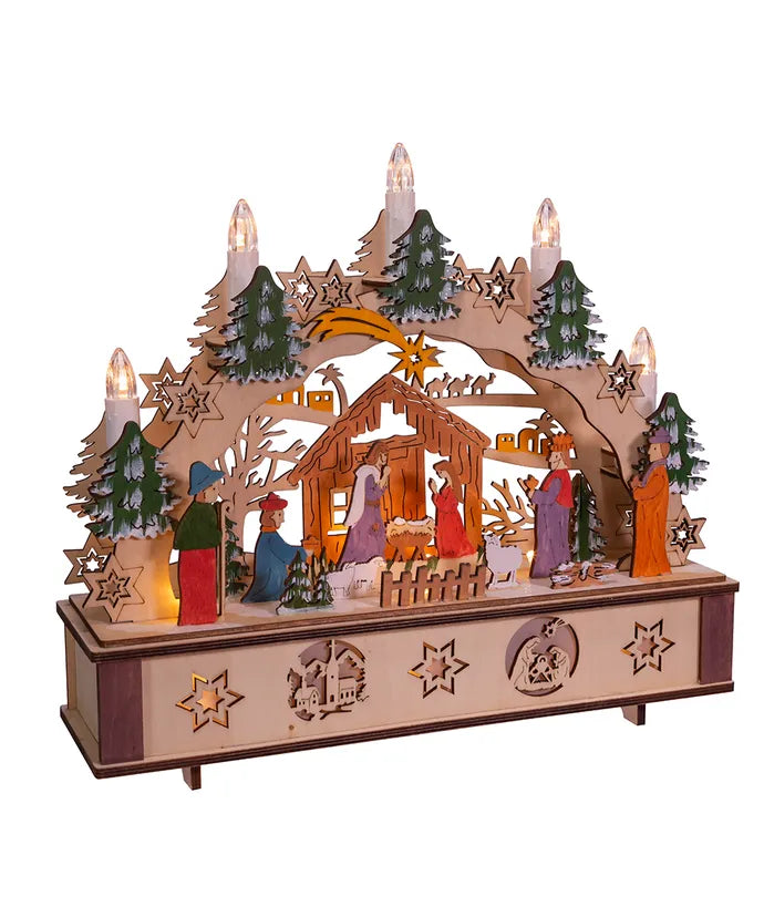 Battery-Operated LED Nativity Scene With Candles