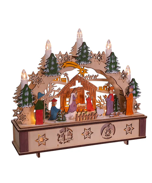 Battery-Operated LED Nativity Scene With Candles