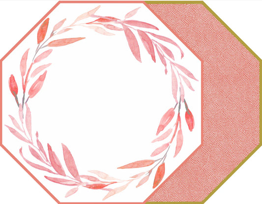 Leaves Wreath with Dot Fan Placemats - Rose 70% OFF