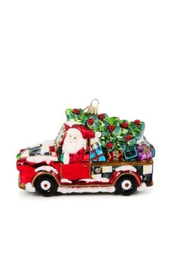 Santa's Hitting the Road Glass Ornament