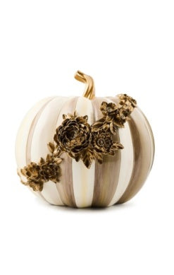 Mocha Stripe Floral Garland Pumpkin