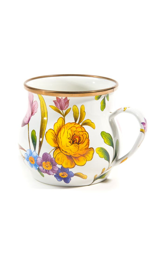 White Flower Market Enamel Mug